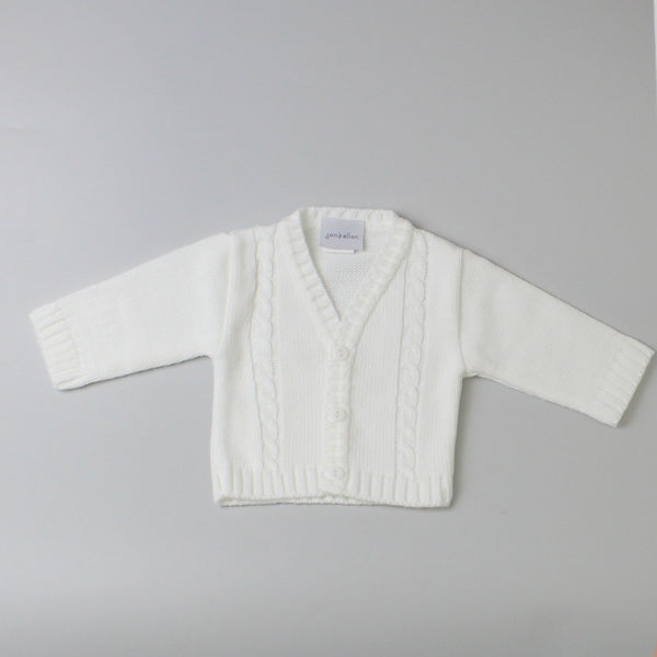 dandelion unisex baby white knitted cardigan