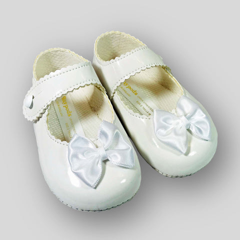 baby girls soft sole white bow shoes