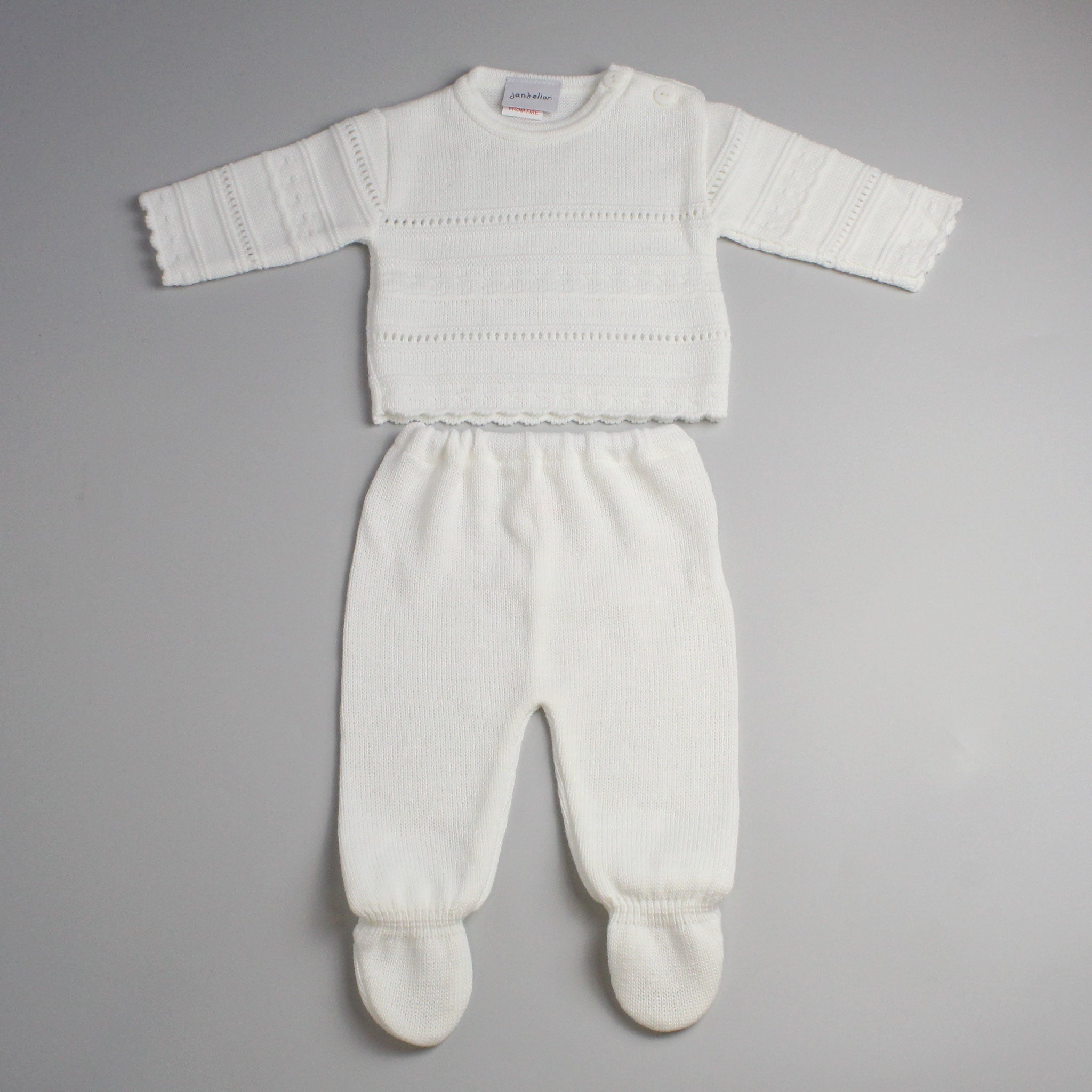 white two piece knitted outfit