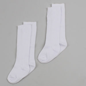 white knee high baby socks