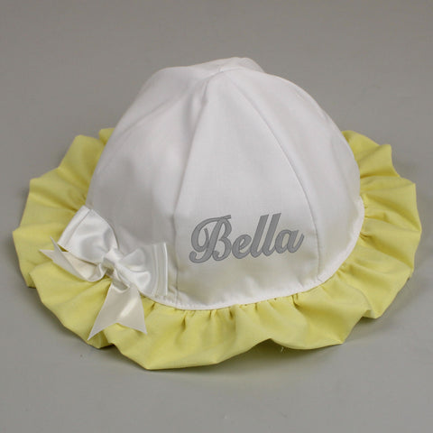 baby girl white yellow summer sun hat