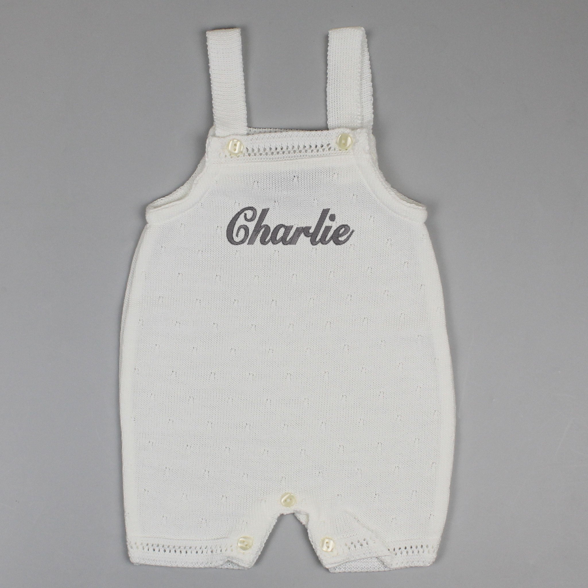 personalised baby dungarees knitted