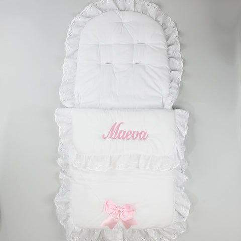 white pink cosy toes baby footmuff