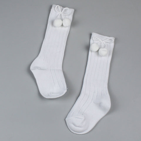 unisex white pom pom baby socks pex