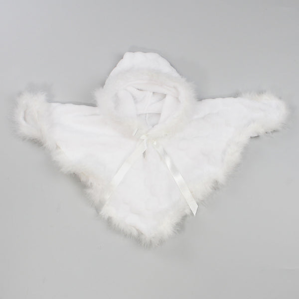 White Cape / Poncho with Marabou Feather Trim