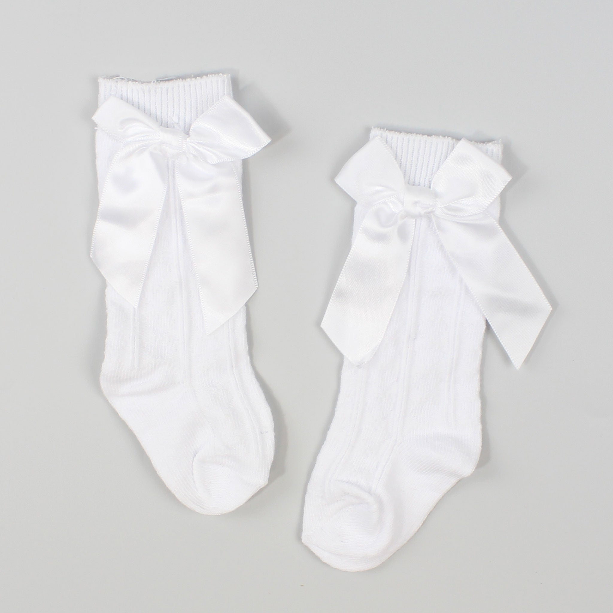 baby girls high knee ribbon white socks