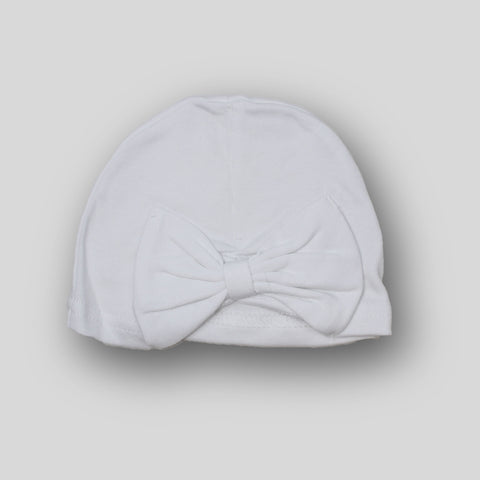 White turban bow hat