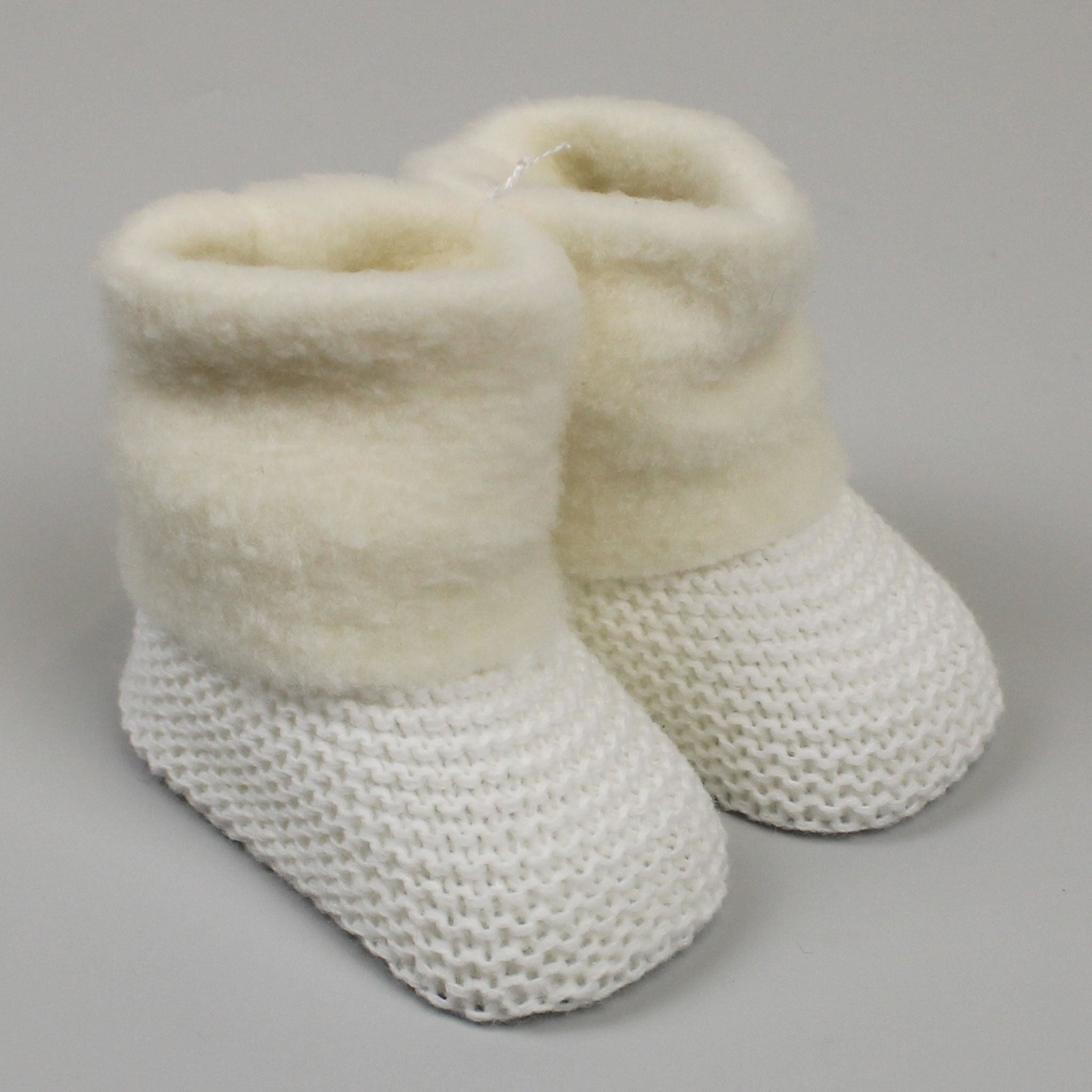 white fur baby booties