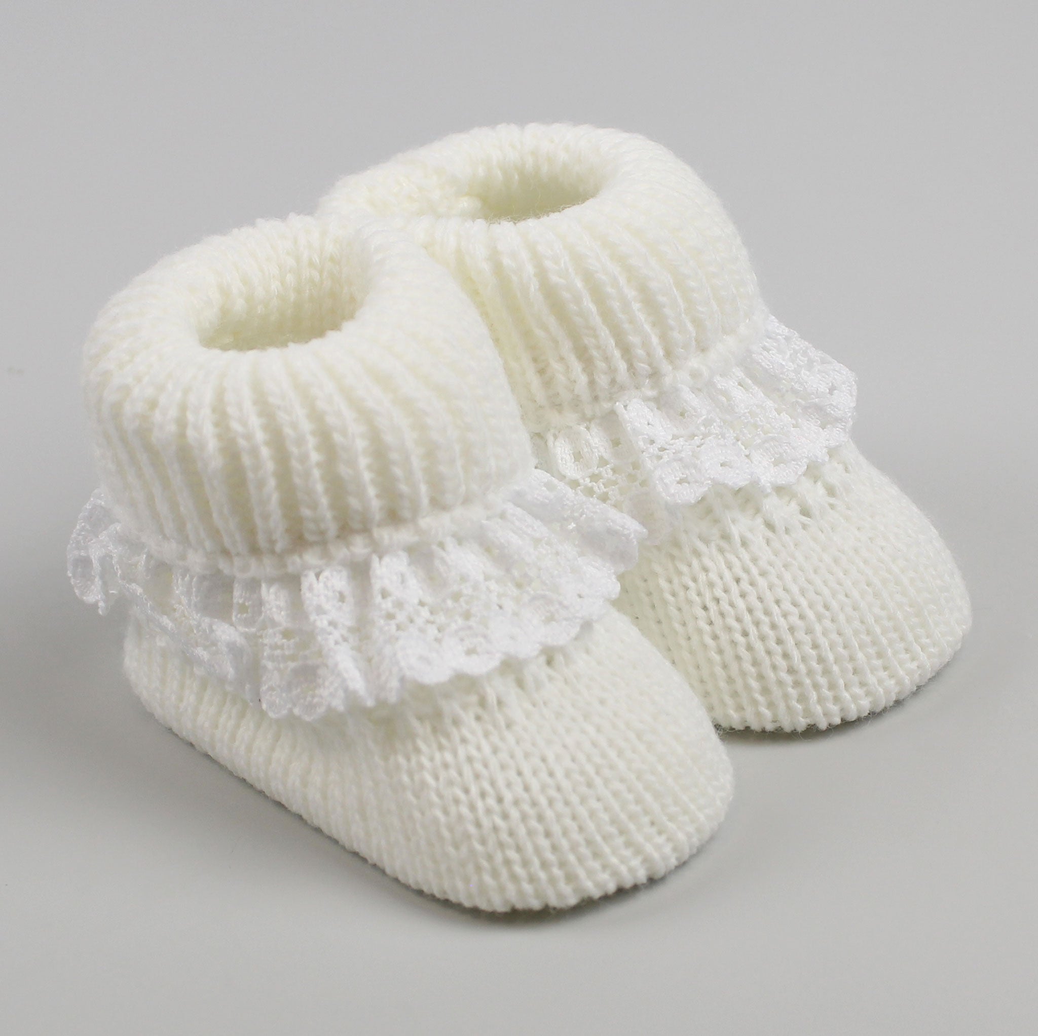 baby girls white knitted booties