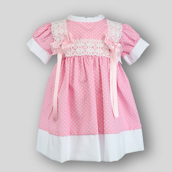 dotted pink and white girls dress