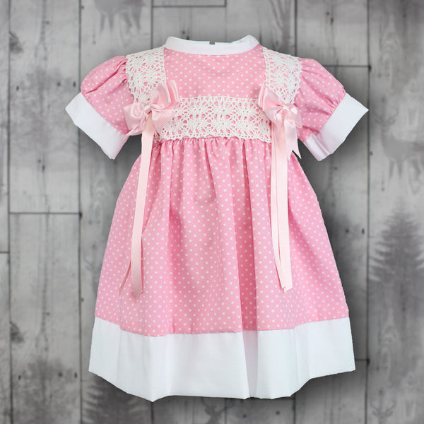 baby girls dotted pink and white dress