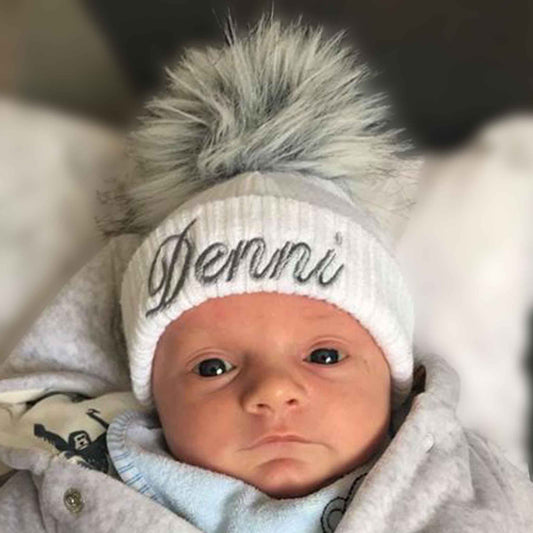 personalised baby unisex pom hat